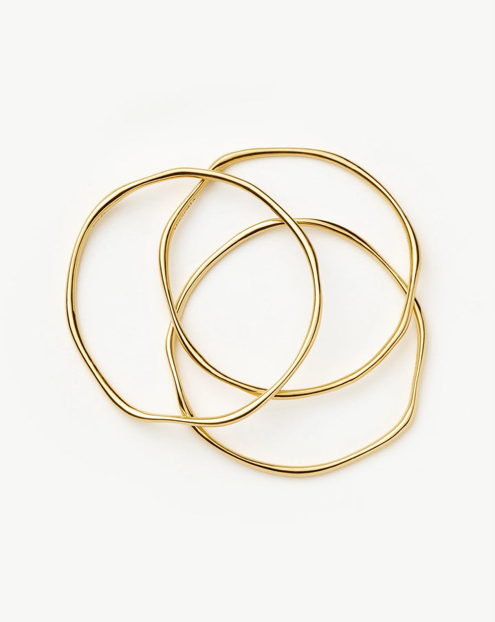 Trio Molten Ripple Bangle Bracelet Set