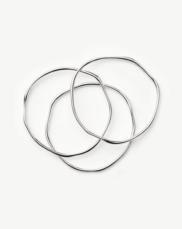 Trio Molten Ripple Bangle Bracelet Set